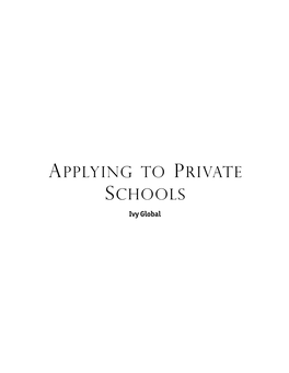 Applying to Private Schools