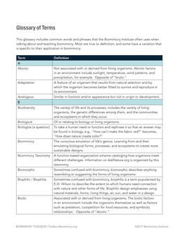 Glossary of Terms