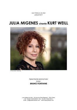 JULIA MIGENES Chante KURT WEILL