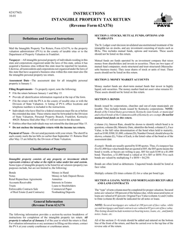 INSTRUCTIONS INTANGIBLE PROPERTY TAX RETURN (Revenue Form 62A376)