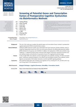 Screening of Potential Genes and Transcription Factors Of