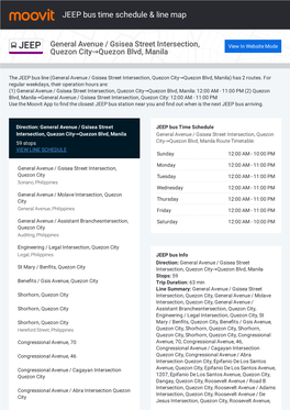 JEEP Bus Time Schedule & Line Route