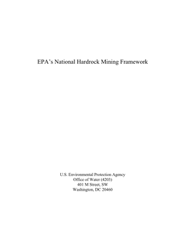 EPA's National Hardrock Mining Framework