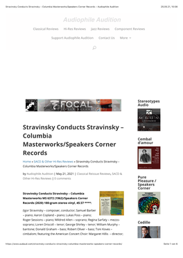 Columbia Masterworks/Speakers Corner Records – Audiophile Audition 25.05.21, 10�08