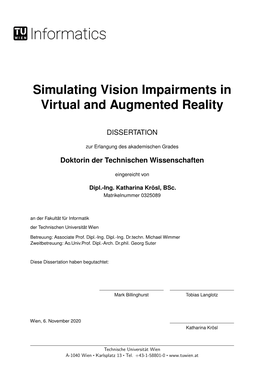 Simulating Vision Impairments in Virtual and Augmented Reality