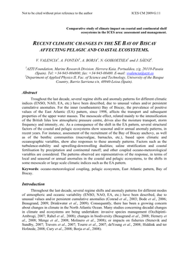 Recent Climatic Changes in the Se Bay of Biscay Affecting Pelagic and Coastal Ecosystems