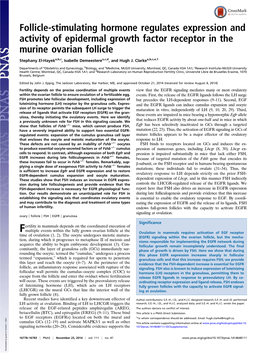 Follicle-Stimulating Hormone Regulates Expression and Activity of Epidermal Growth Factor Receptor in the Murine Ovarian Follicle