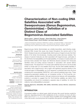 Genus Begomovirus, Geminiviridae) – Deﬁnition of a Distinct Class of Begomovirus-Associated Satellites