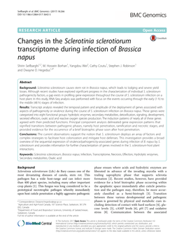 Changes in the Sclerotinia Sclerotiorum Transcriptome During Infection of Brassica Napus