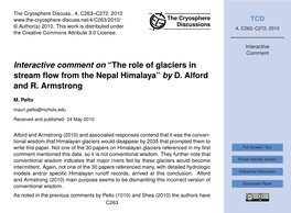 “The Role of Glaciers in Stream Flow from the Nepal Himalaya” by D