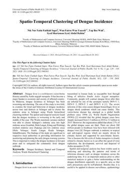 Spatio-Temporal Clustering of Dengue Incidence