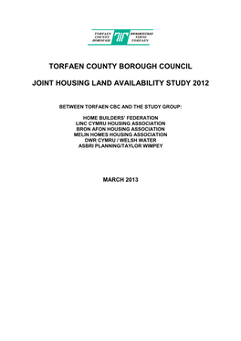 Torfaen County Borough Council Joint Housing Land Availability Study (JHLAS) 2012