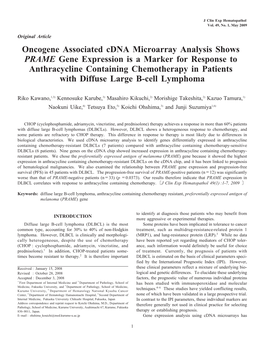 Oncogene Associated Cdna Microarray Analysis Shows PRAME