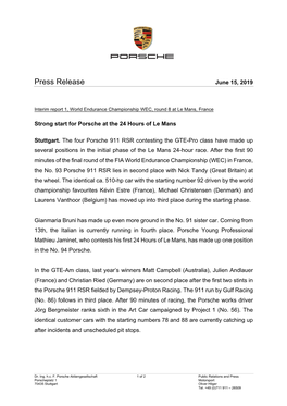 Press Release June 15, 2019