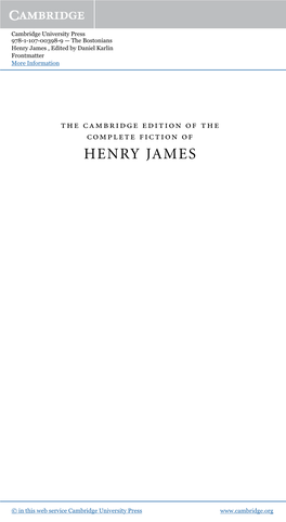 Henry James , Edited by Daniel Karlin Frontmatter More Information