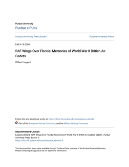 RAF Wings Over Florida: Memories of World War II British Air Cadets