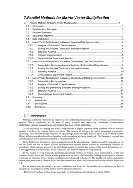 7. Parallel Methods for Matrix-Vector Multiplication 7