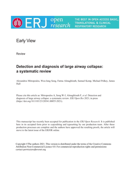 Detection and Diagnosis of Large Airway Collapse: a Systematic Review