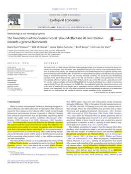 The Foundations of the Environmental Rebound Effect and Its Contribution Towards a General Framework