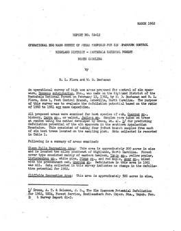 MARCH 1962 of 1960 to 1961 Egg Mass Depositien