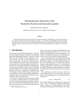 Thermodynamic Derivation of the Fluctuation Theorem and Jarzynski