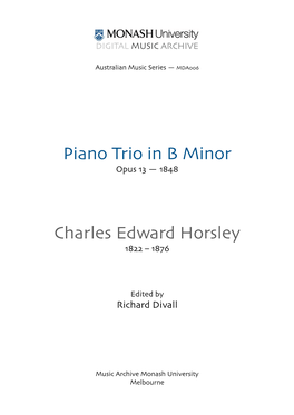 Piano Trio in B Minor! Charles Edward Horsley!