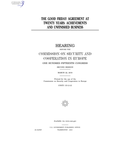 The Good Friday Agreement at Twenty Years: Achievements and Unfinished Business