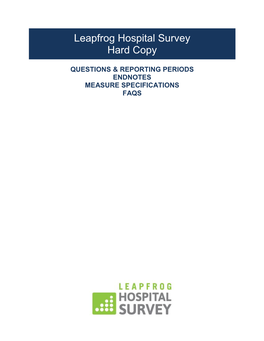 Leapfrog Hospital Survey Hard Copy