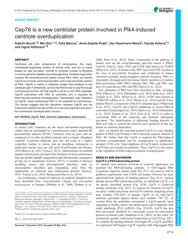 Cep78 Is a New Centriolar Protein Involved in Plk4-Induced Centriole