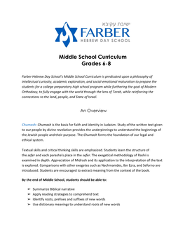 Middle School Curriculum Grades 6-8