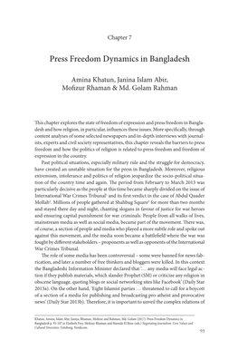 Press Freedom Dynamics in Bangladesh