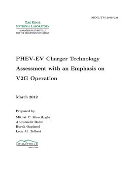 PHEV-EV Charger Technology Assessment with an Emphasis on V2G Operation