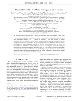 Electrical Probes of the Non-Abelian Spin Liquid in Kitaev Materials