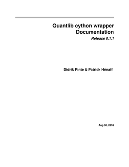 Quantlib Cython Wrapper Documentation Release 0.1.1