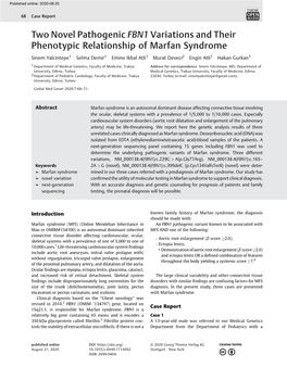 Two Novel Pathogenic FBN1 Variations and Their Phenotypic Relationship of Marfan Syndrome