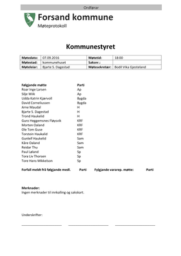 Forsand Kommune Møteprotokoll