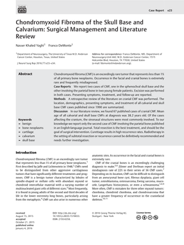 Chondromyxoid Fibroma of the Skull Base and Calvarium: Surgical Management and Literature Review