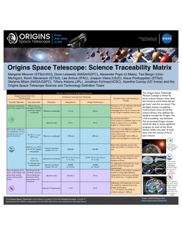 Origins Space Telescope: Science Traceability Matrix Margaret Meixner (Stsci/JHU), Dave Leisawitz (NASA/GSFC), Alexander Pope (U Mass), Ted Bergin (Univ