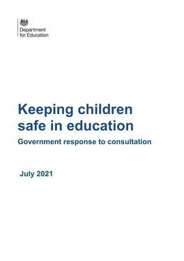 Keeping Children Safe in Education Government Response to Consultation