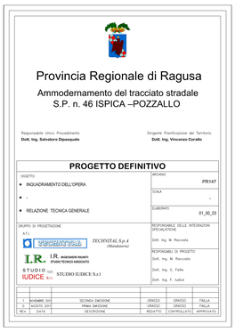 Relazione Tecnica Ammodernamento Del Tracciato Della Sp 46 Ispica