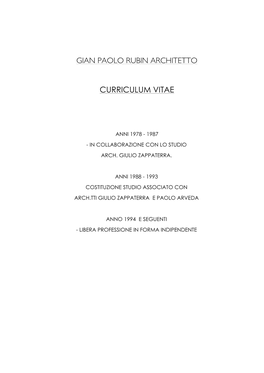 Gian Paolo Rubin Architetto Curriculum Vitae