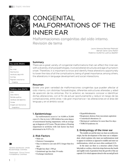 CONGENITAL MALFORMATIONS of the INNER EAR Malformaciones Congénitas Del Oído Interno
