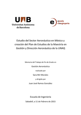 Estudio Del Sector Aeronáutico Mexicano Y Planteamiento Del Plan