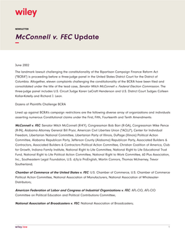 Mcconnell V. FEC Update −