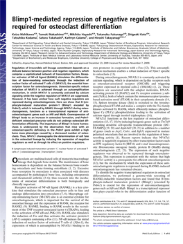 Blimp1-Mediated Repression of Negative Regulators Is Required for Osteoclast Differentiation