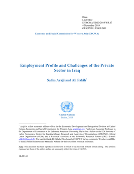 Employment in Iraq, 2019