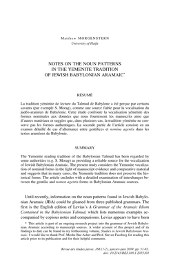 Notes on the Noun Patterns in the Yemenite Tradition 51