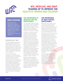 Wic, Medicaid, and Snap: Teaming up to Improve the Health of Women and Children
