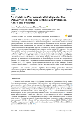 An Update on Pharmaceutical Strategies for Oral Delivery of Therapeutic Peptides and Proteins in Adults and Pediatrics