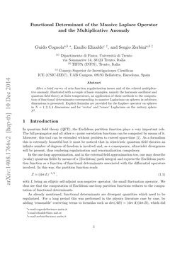 Functional Determinant of the Massive Laplace Operator and the Multiplicative Anomaly